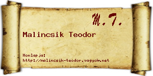 Malincsik Teodor névjegykártya